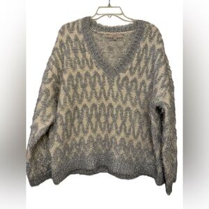 Loft Geo Sparkle Tinsel V neck Sweater
